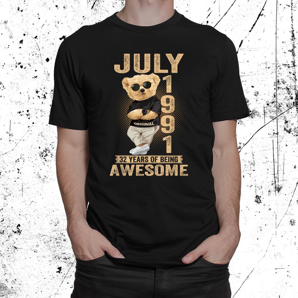 July 1991 32th Birthday 2023 32 Years Of Being Awesome Shirt