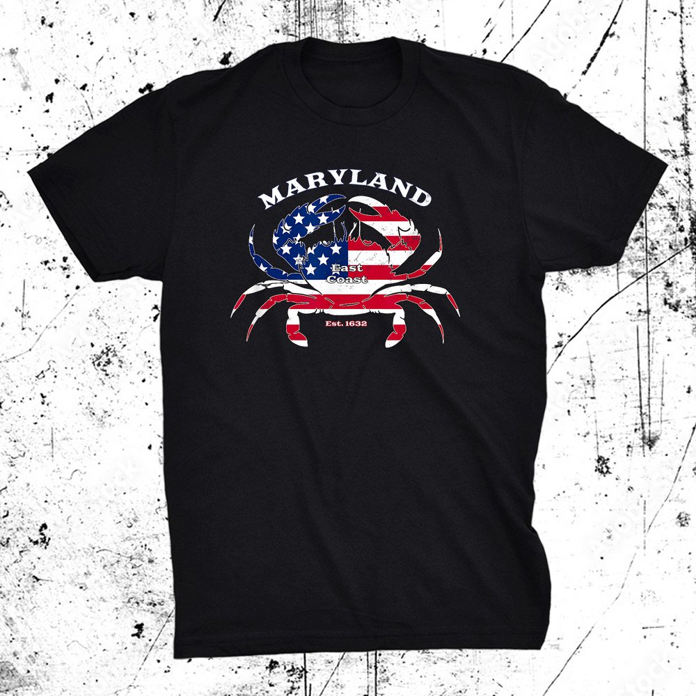 Maryland Crab Flag Patriotic And Quirky Summertime Usa Shirt