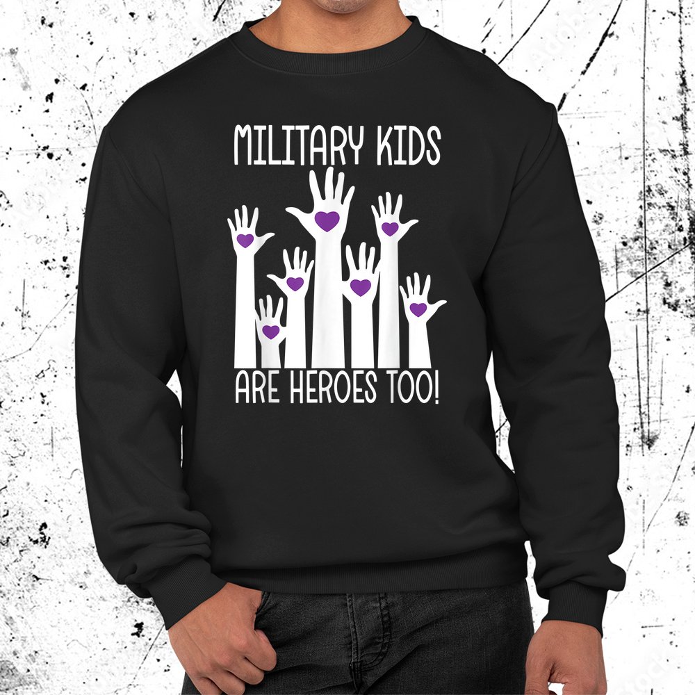 Military Kids Are Heroes Too Purple Up Military Child Month Shirt