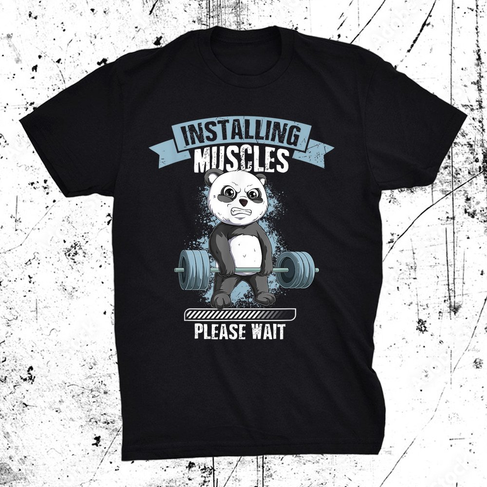 Muscle Building Fitness Panda Weight Lifting Barbell Workout Shirt